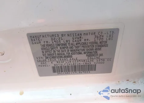 2021 Nissan Versa Sv Xtronic Cvt из США, поврежденный, VIN 3N1CN8EVXML869055